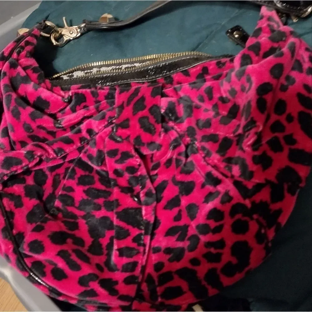 Betsey Johnson Hottie Spottie velour hobo bag